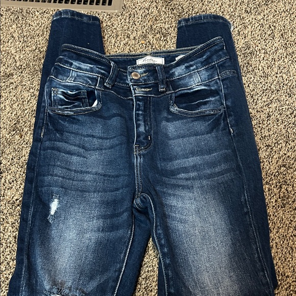 KanCan Dark Blue Distressed Skinny Jeans - Picture 4 of 5